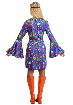 Women's Flower Power Hippie Costume Dress -Halloween Costumes adult flower power hippie costume alt 1