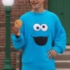 Adult Sesame Street Fuzzy Cookie Monster Oversized Sweater -Halloween Costumes adult fuzzy cookie monster oversized sweater