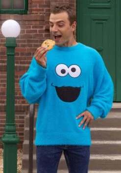 Adult Sesame Street Fuzzy Cookie Monster Oversized Sweater 9 Adult Sesame Street Fuzzy Cookie Monster Oversized Sweater -Halloween Costumes adult fuzzy cookie monster oversized sweater alt 1