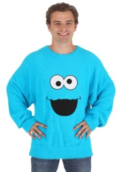 Adult Sesame Street Fuzzy Cookie Monster Oversized Sweater 11 Adult Sesame Street Fuzzy Cookie Monster Oversized Sweater -Halloween Costumes adult fuzzy cookie monster oversized sweater alt 3