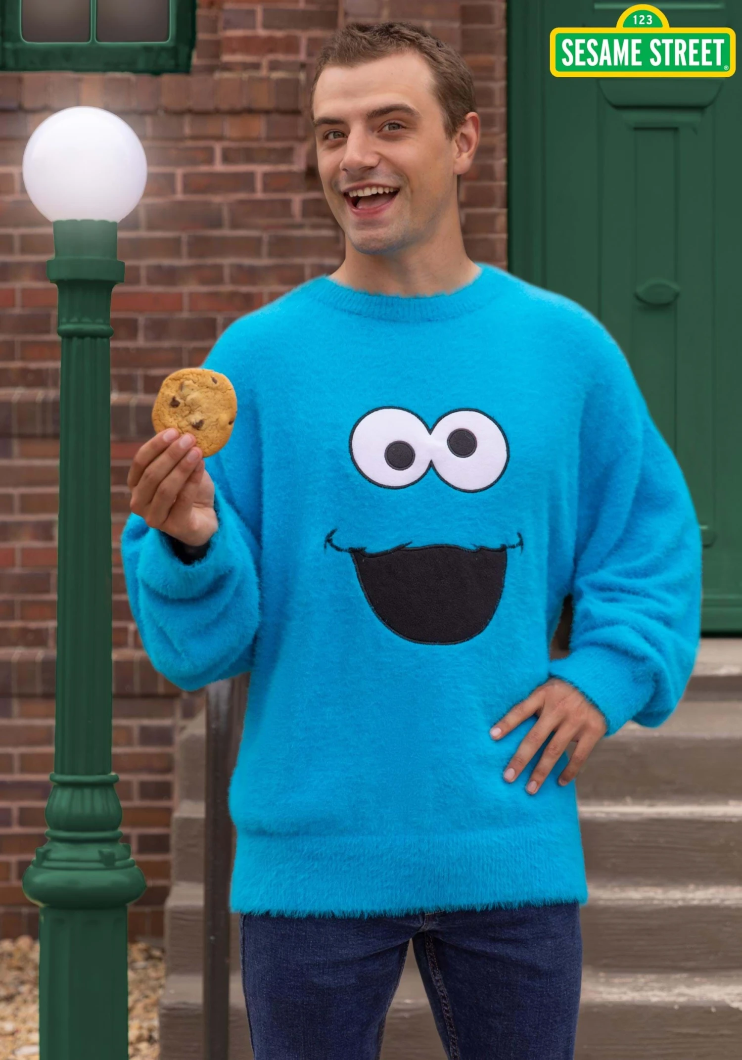 Adult Sesame Street Fuzzy Cookie Monster Oversized Sweater 3 Adult Sesame Street Fuzzy Cookie Monster Oversized Sweater