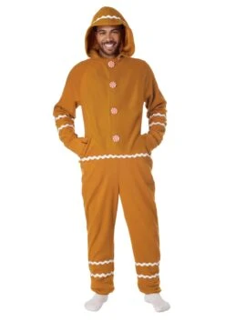 Adult Gingerbread Cookie Jumpsuit -Halloween Costumes adult gingerbread jumpsuit alt 1