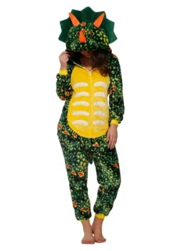 Green Triceratops Onesie For Adults 7 Green Triceratops Onesie For Adults -Halloween Costumes adult green triceratops onesie alt 2