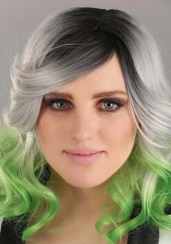 Gray And Green Ombre Wig For Adults -Halloween Costumes adult grey and green ombre wig alt 3