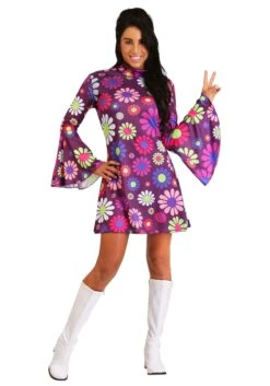 Women's Adult Groovy Flower Power Costume