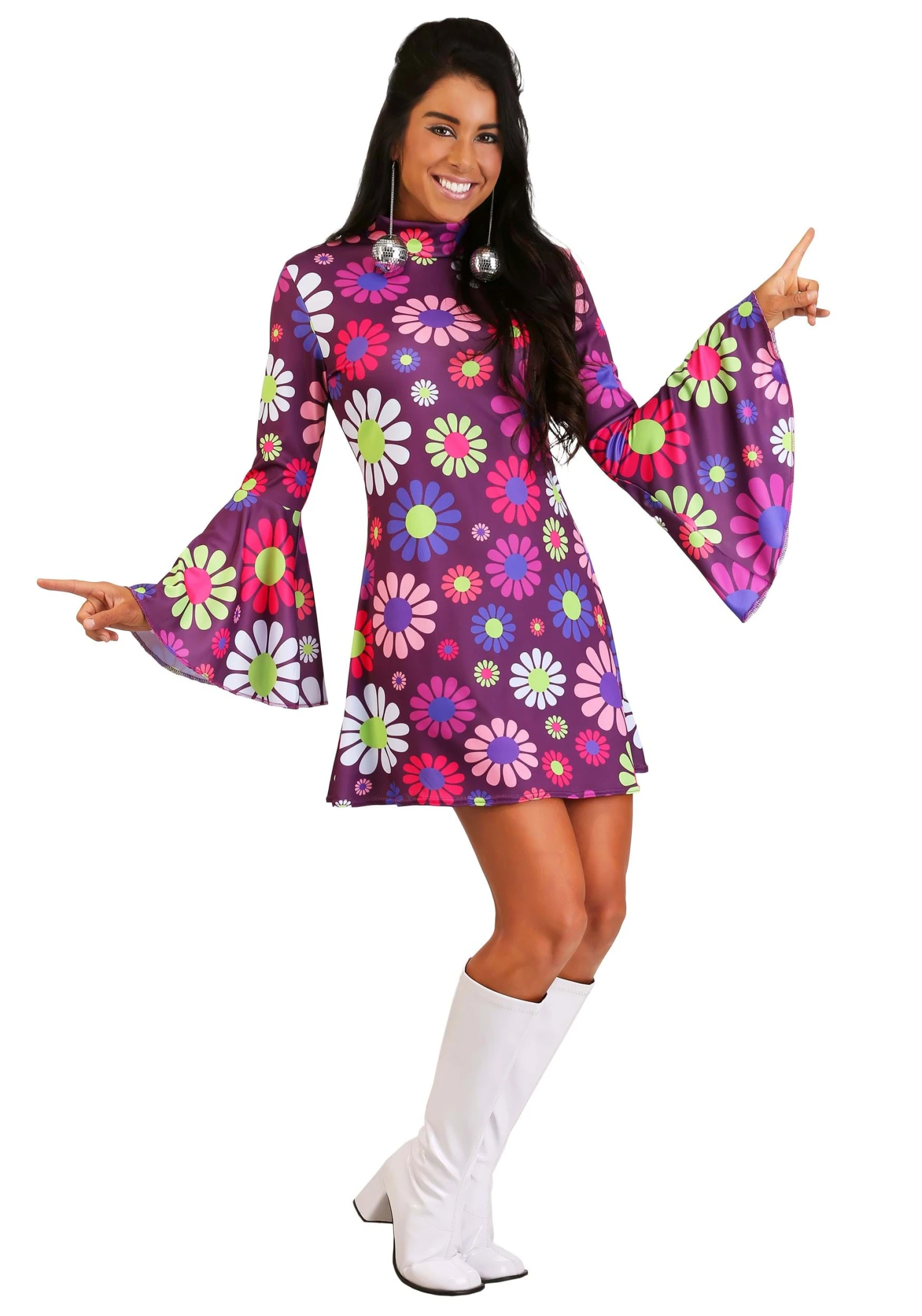 Women's Adult Groovy Flower Power Costume 4 Women's Adult Groovy Flower Power Costume - Image 2