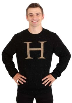 Harry Potter "H" Christmas Sweater For Adults 13 Harry Potter "H" Christmas Sweater For Adults -Halloween Costumes adult harry potter h christmas sweater alt 4