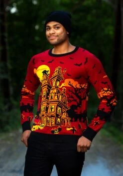 Haunted House Halloween Sweater For Adults 10 Haunted House Halloween Sweater For Adults -Halloween Costumes adult haunted house halloween sweater alt2