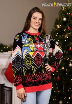 Heroic Pose Power Rangers Unisex Adult Sweater 9 Heroic Pose Power Rangers Unisex Adult Sweater -Halloween Costumes adult heroic pose power rangers sweater alt 2