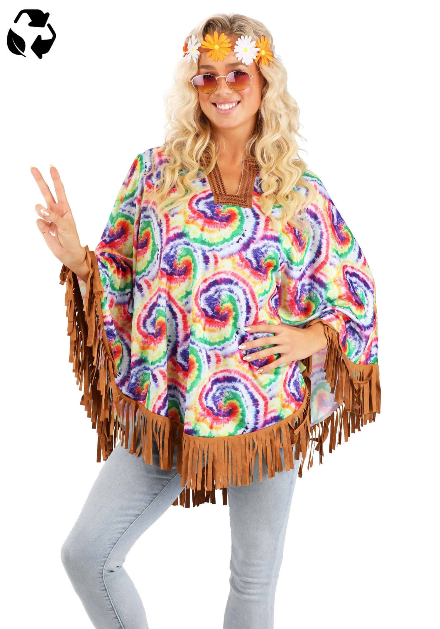 Hippie Poncho Sustainable Materials Costume For Adults 3 Hippie Poncho Sustainable Materials Costume For Adults
