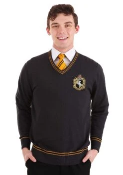 Hufflepuff Uniform Harry Potter Sweater For Adults -Halloween Costumes adult hufflepuff uniform harry potter sweater alt 3