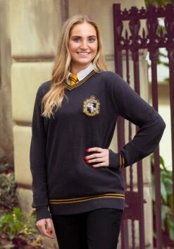 Hufflepuff Uniform Harry Potter Sweater For Adults -Halloween Costumes adult hufflepuff uniform harry potter sweater alt 5