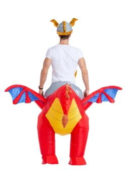 Inflatable Riding-A-Fire Dragon Adult Costume -Halloween Costumes adult inflatable riding a fire dragon costume alt 1
