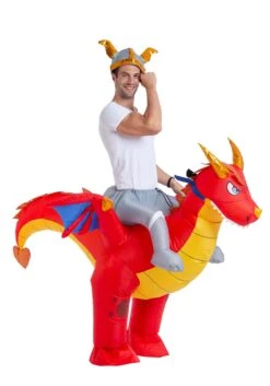 Inflatable Riding-A-Fire Dragon Adult Costume -Halloween Costumes adult inflatable riding a fire dragon costume alt 3