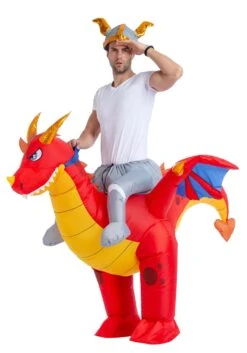Inflatable Riding-A-Fire Dragon Adult Costume -Halloween Costumes adult inflatable riding a fire dragon costume alt 5