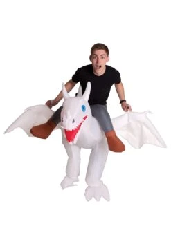 Adult Inflatable White Ride On Dragon Costume
