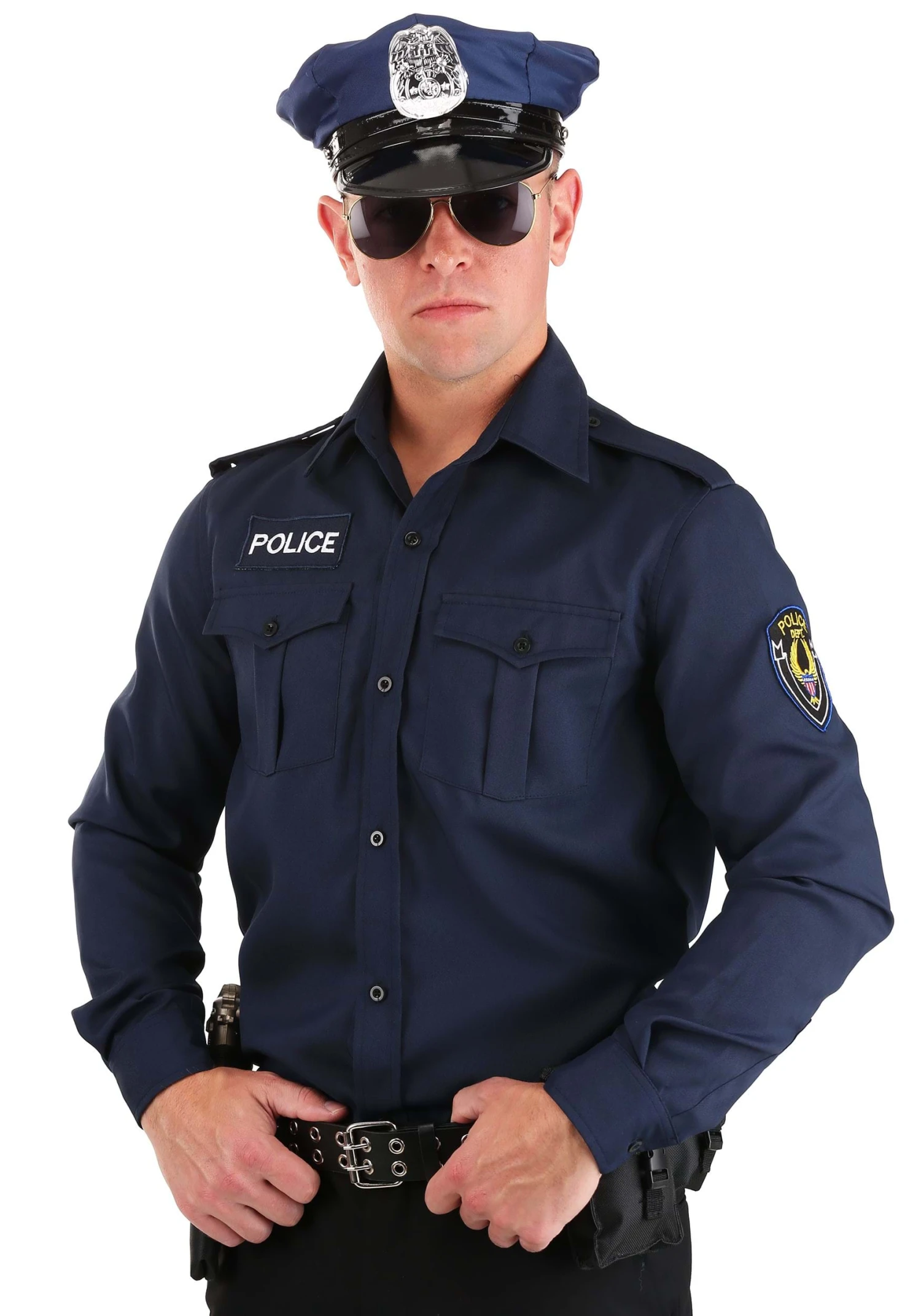 Men's Long Sleeve Police Costume Shirt 3 Men's Long Sleeve Police Costume Shirt