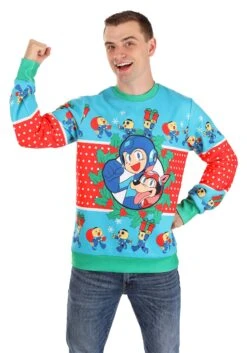 Megaman Christmas Sweater For Adults -Halloween Costumes adult megaman christmas sweater alt 5