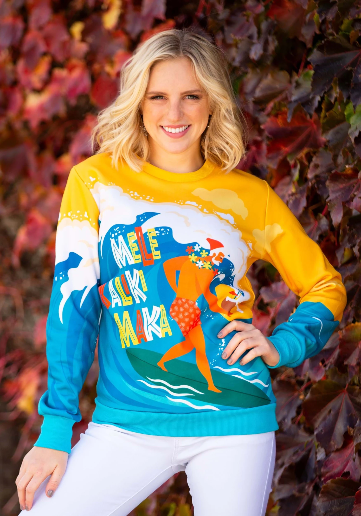 Mele Kalikimaka Surfing Santa Ugly Christmas Sweatshirt 3 Mele Kalikimaka Surfing Santa Ugly Christmas Sweatshirt