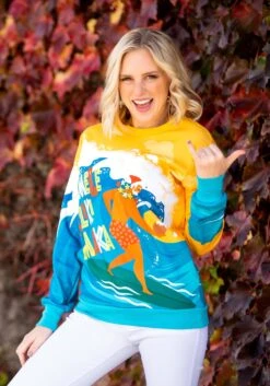 Mele Kalikimaka Surfing Santa Ugly Christmas Sweatshirt 10 Mele Kalikimaka Surfing Santa Ugly Christmas Sweatshirt -Halloween Costumes adult mele kalikimaka surfing santa ugly christmas sweater1