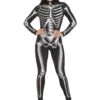 Metallic Silver Skeleton Costume For Adults -Halloween Costumes adult metallic silver skeleton costume
