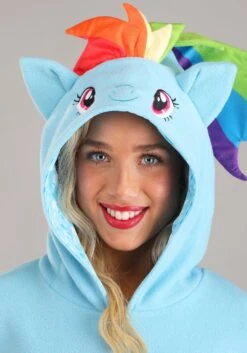 Women's My Little Pony Rainbow Dash Union Suit Costume 10 Women's My Little Pony Rainbow Dash Union Suit Costume -Halloween Costumes adult my little pony rainbow dash union suit alt 2