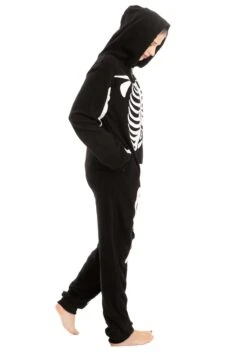 Adult Skeleton Hooded Onesie -Halloween Costumes adult onesies hooded skeleton alt 2