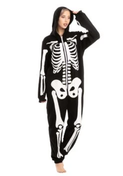 Adult Skeleton Hooded Onesie -Halloween Costumes adult onesies hooded skeleton alt 3