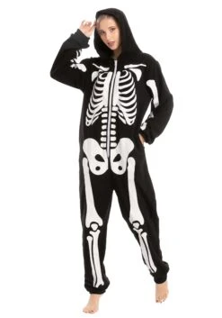 Adult Skeleton Hooded Onesie -Halloween Costumes adult onesies hooded skeleton alt 4