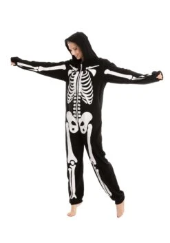 Adult Skeleton Hooded Onesie -Halloween Costumes adult onesies hooded skeleton alt 5