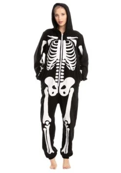 Adult Skeleton Hooded Onesie -Halloween Costumes adult onesies hooded skeleton alt 6