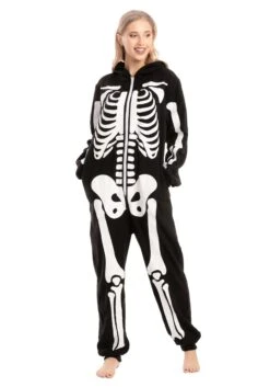 Adult Skeleton Hooded Onesie -Halloween Costumes adult onesies hooded skeleton alt 7