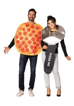 Pepperoni Pizza And Pizza Cutter Couples Costume For Adults