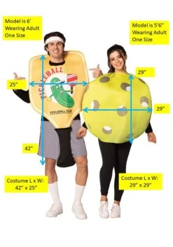 Pickleball Paddle & Ball Couples Costume For Adults -Halloween Costumes adult pickleball paddle ball couples costume alt 3