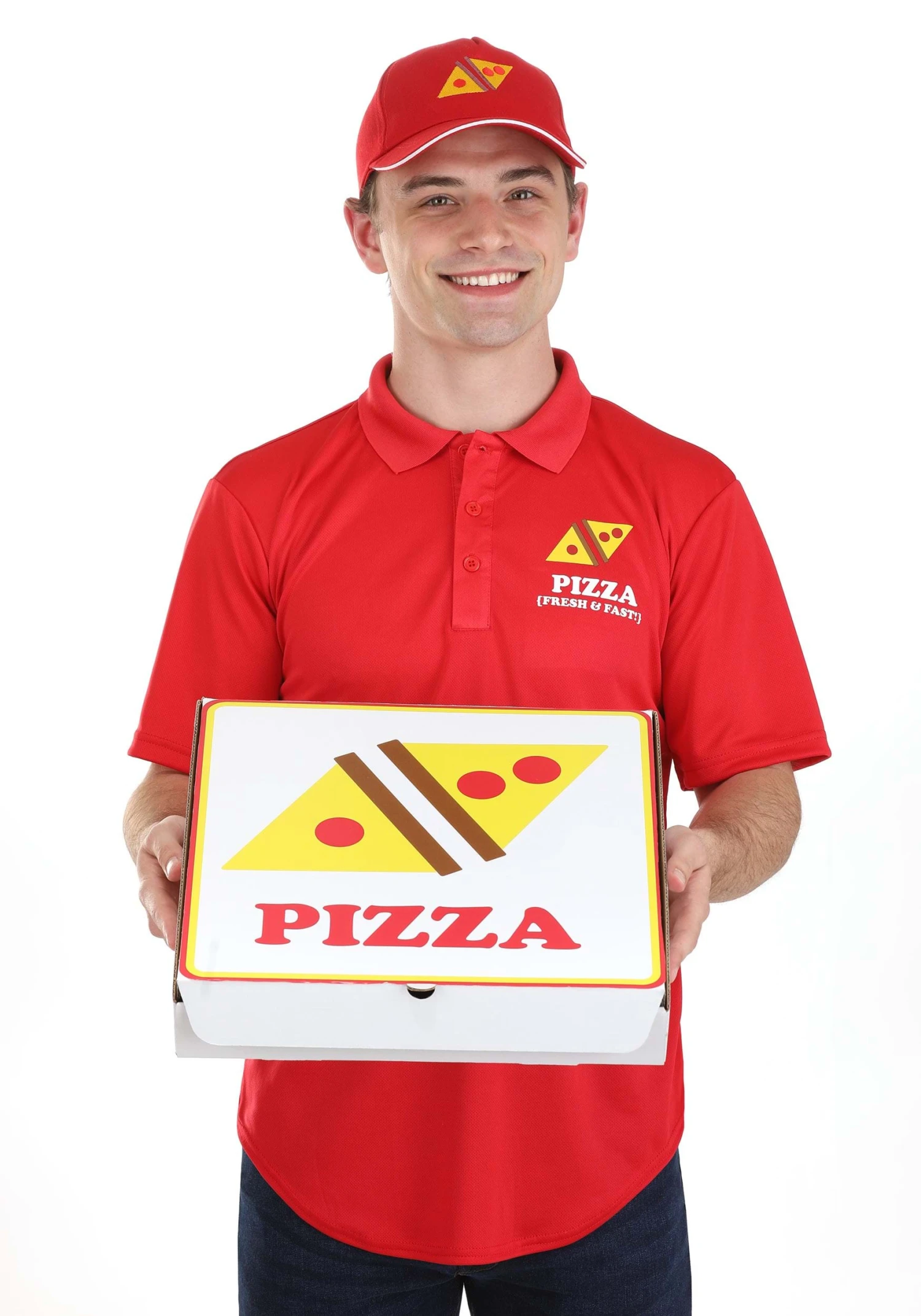Pizza Delivery Guy Adult Costume With Box 3 Pizza Delivery Guy Adult Costume With Box
