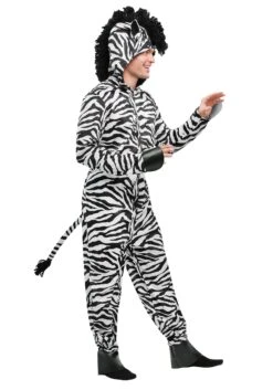 Plus Size Zebra Jumpsuit Costume For Adults