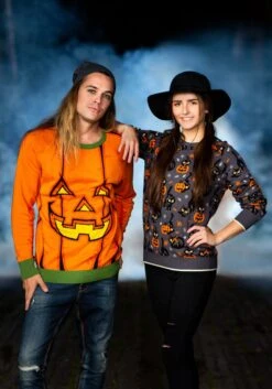 Pumpkin Halloween Sweater For Adults -Halloween Costumes adult pumpkin halloween sweater 2