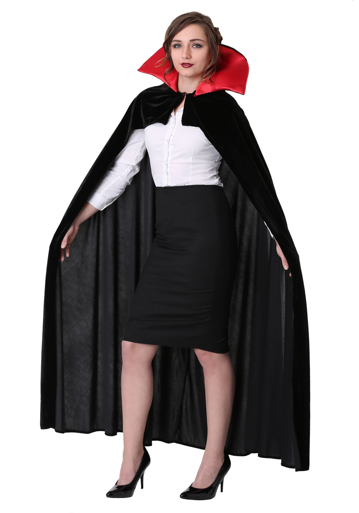 Red Vampire Costume Cloak For Adults 4 Red Vampire Costume Cloak For Adults - Image 2