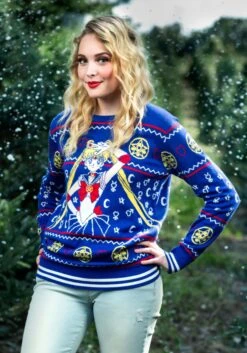 Sailor Moon Fair Isle Adult Ugly Christmas Sweater -Halloween Costumes adult sailor moon fair isle ugly christmas sweater alt 1