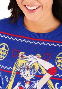 Sailor Moon Fair Isle Adult Ugly Christmas Sweater -Halloween Costumes adult sailor moon fair isle ugly christmas sweater alt 8