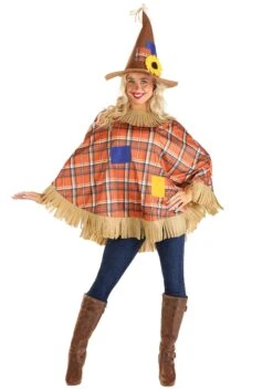 Women's Scarecrow Quick Poncho Costume