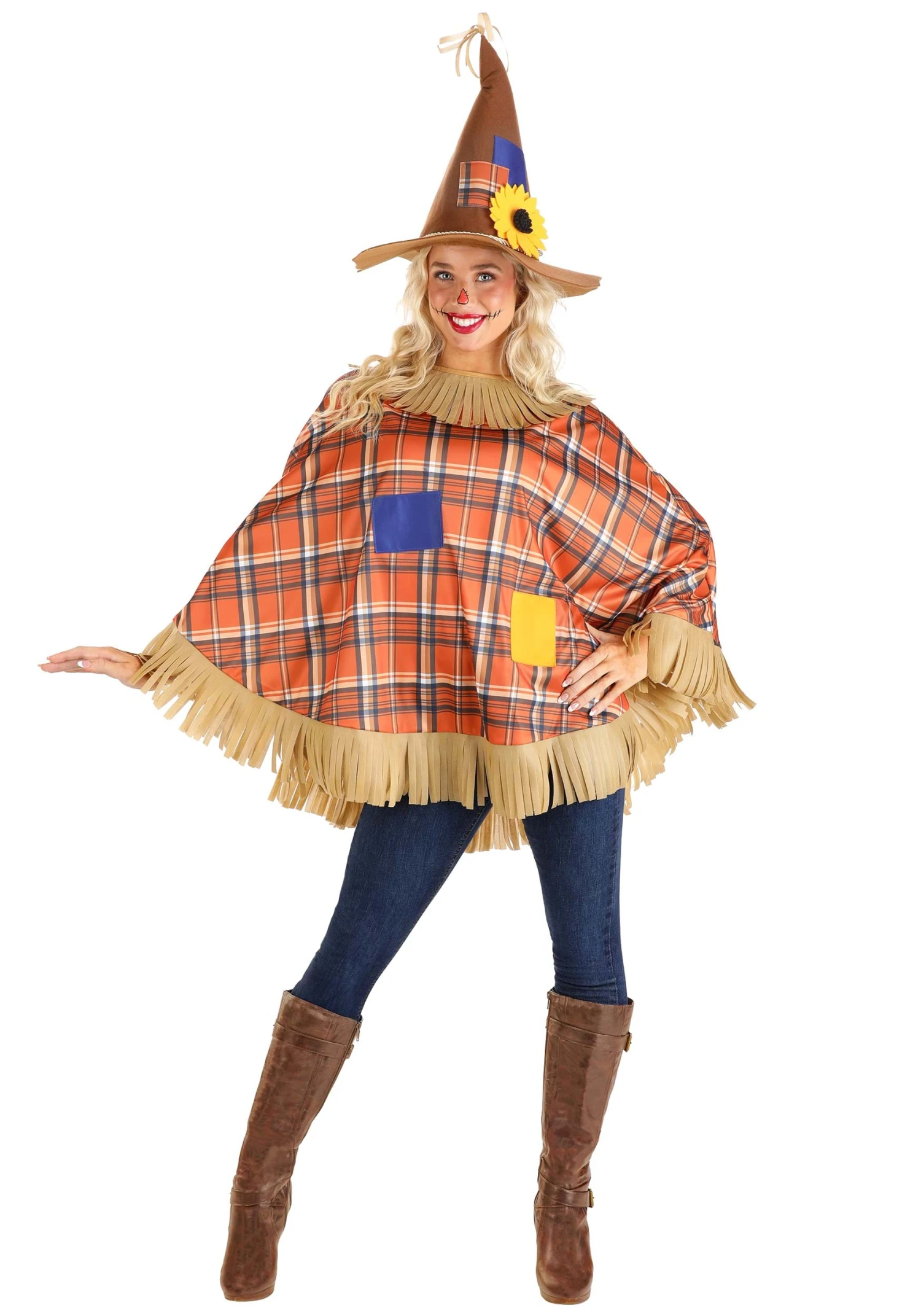Women's Scarecrow Quick Poncho Costume 3 Women's Scarecrow Quick Poncho Costume