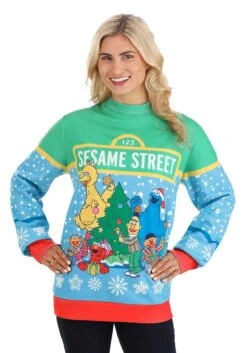 Adult Sesame Street Christmas Sweatshirt -Halloween Costumes adult sesame street christmas sweater alt 4