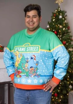 Adult Sesame Street Christmas Sweatshirt -Halloween Costumes adult sesame street christmas sweater alt 5