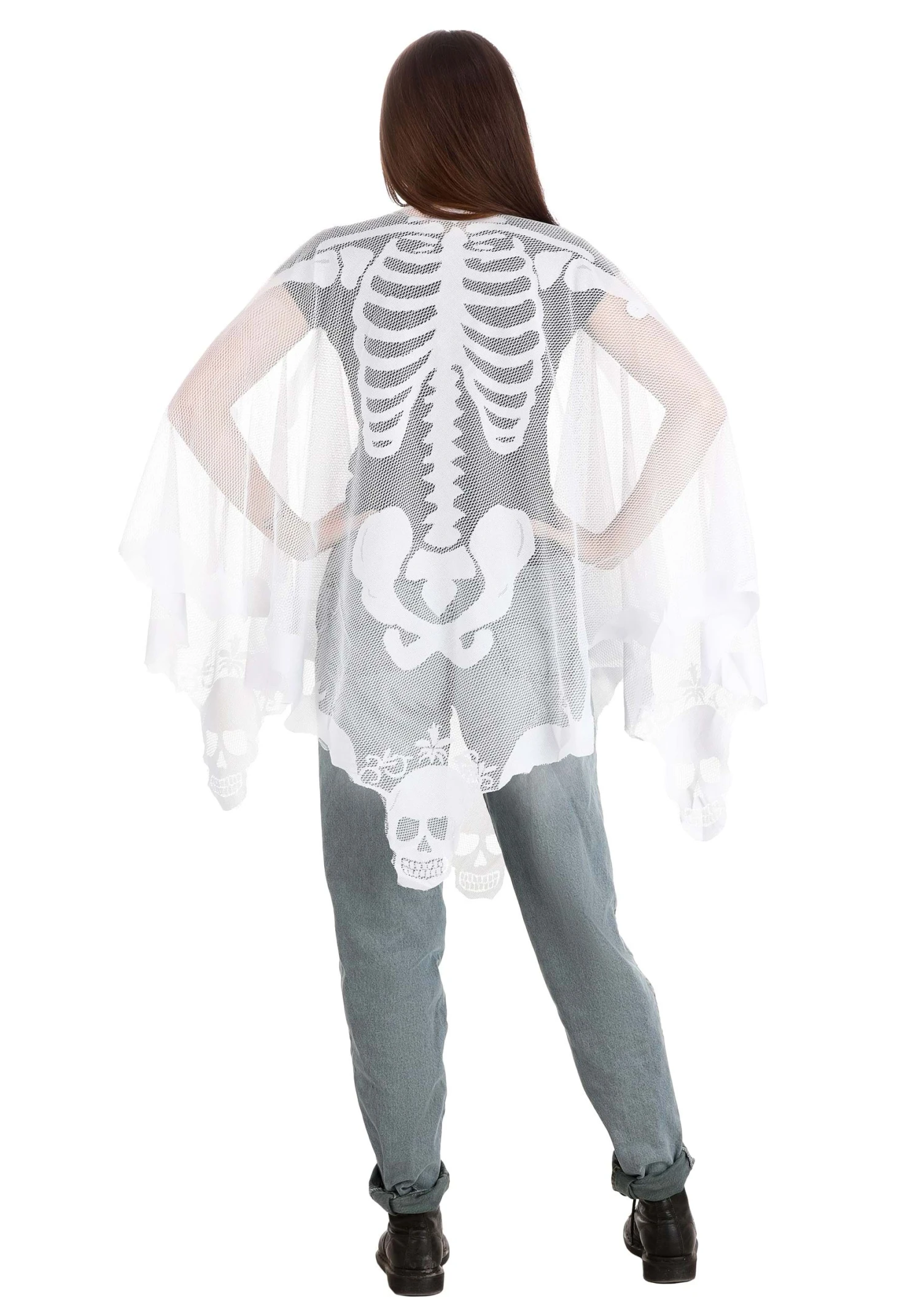 Sheer Skeleton Costume Poncho For Adults 4 Sheer Skeleton Costume Poncho For Adults - Image 2