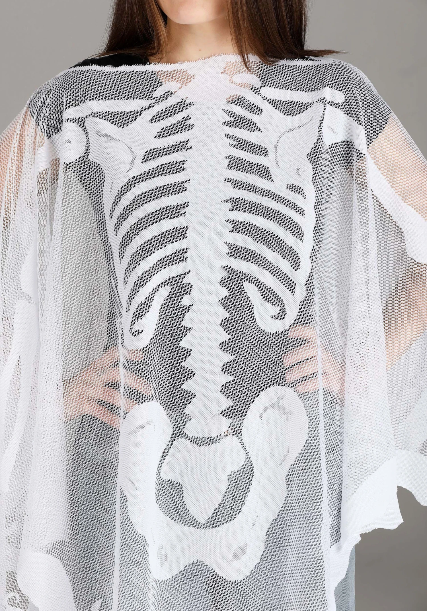 Sheer Skeleton Costume Poncho For Adults 5 Sheer Skeleton Costume Poncho For Adults - Image 3