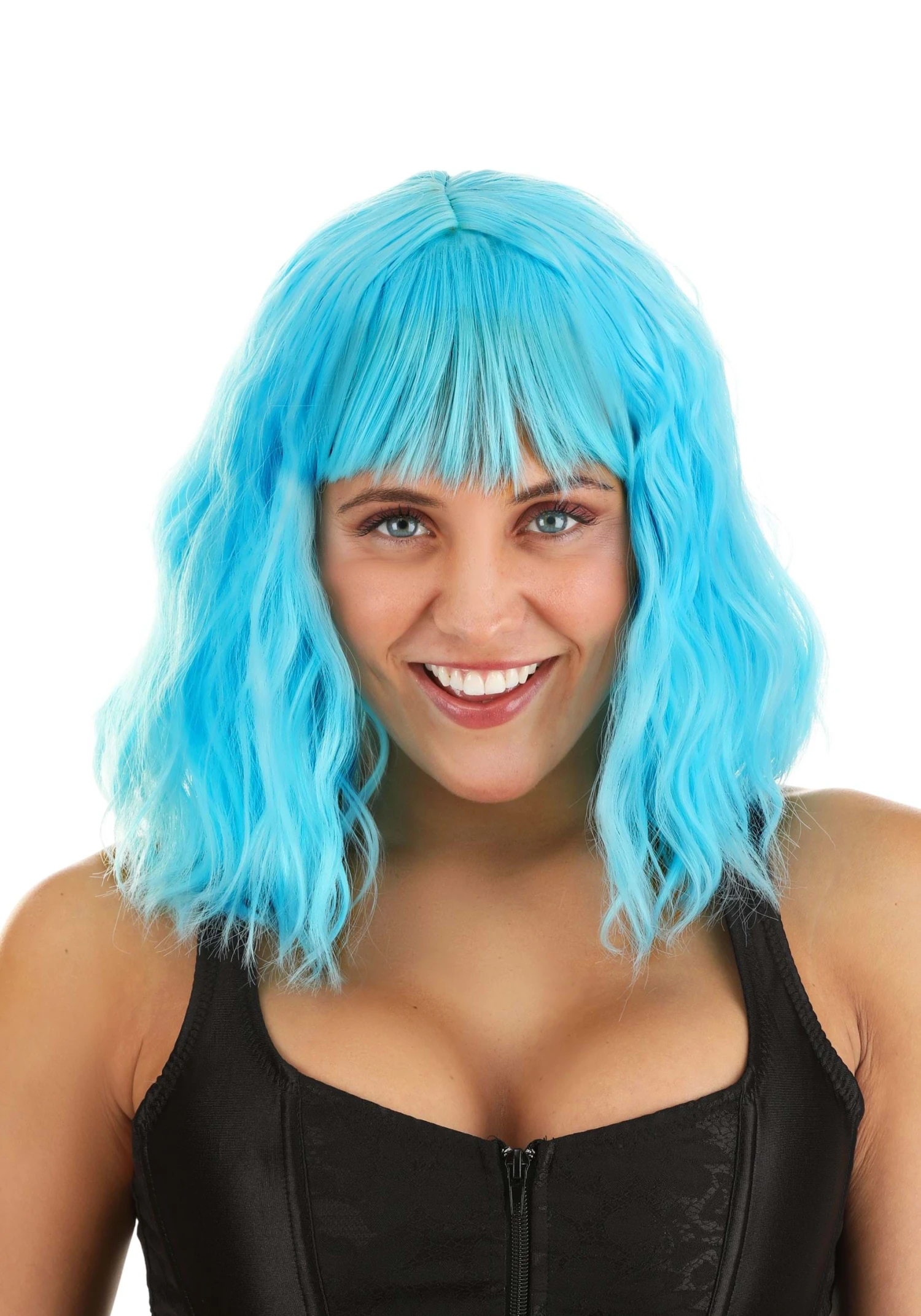 Sky Blue Wavy Wig For Women 3 Sky Blue Wavy Wig For Women