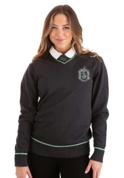 Adult Harry Potter Slytherin Uniform Sweater 12 Adult Harry Potter Slytherin Uniform Sweater -Halloween Costumes adult slytherin uniform harry potter sweater alt 4