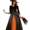 Adult Sparkling Orange Witch Costume 2 Adult Sparkling Orange Witch Costume -Halloween Costumes adult sparkling orange witch