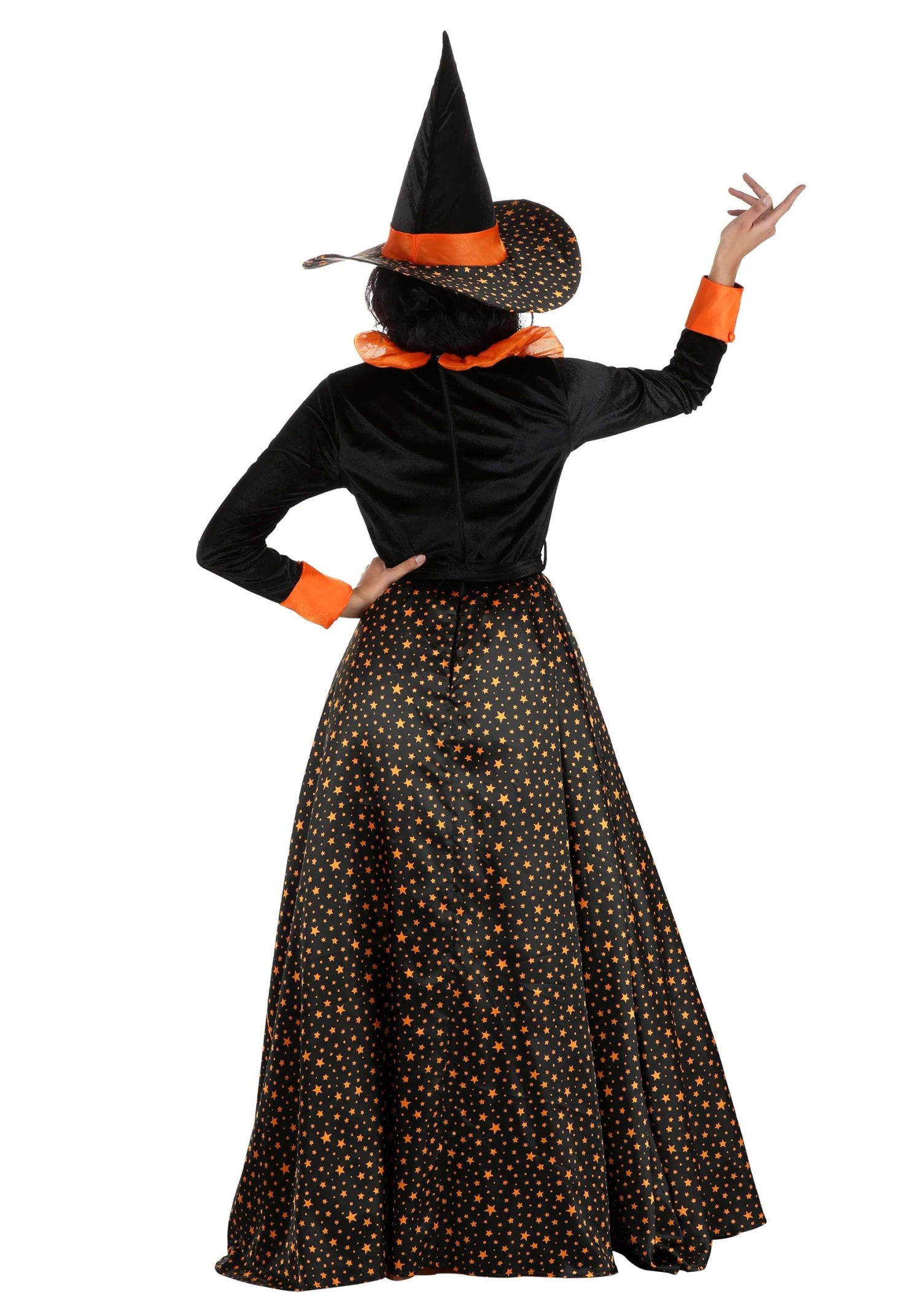 Adult Sparkling Orange Witch Costume 4 Adult Sparkling Orange Witch Costume - Image 2